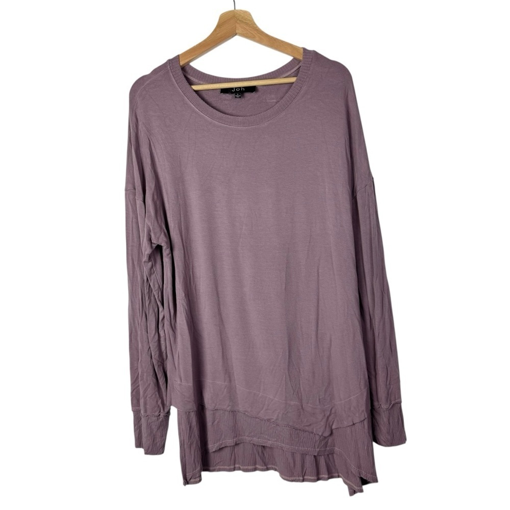Boutique JOH Light Purple Crewneck Tunic Length Long Sleeve Top L